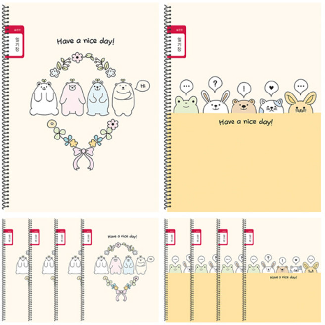 영아트 일기장 넓은칸 스프링노트 여아용, 랜덤 발송, 10개