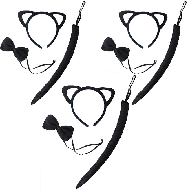 파티쇼 검은고양이 머리띠 3종세트, 화이트, 3세트