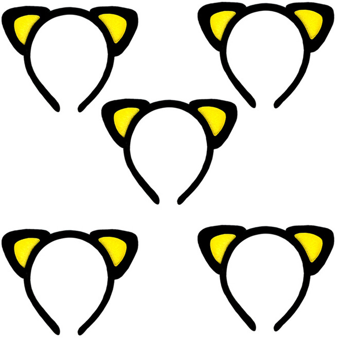 파티쇼 검은고양이 머리띠, 옐로우, 5개