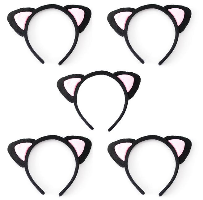 파티쇼 검은고양이 머리띠, 핑크, 5개