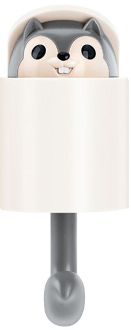 히키스 현관 주방 욕실 무타공 강력접착 인테리어 다람쥐 행거, 그레이, 1개