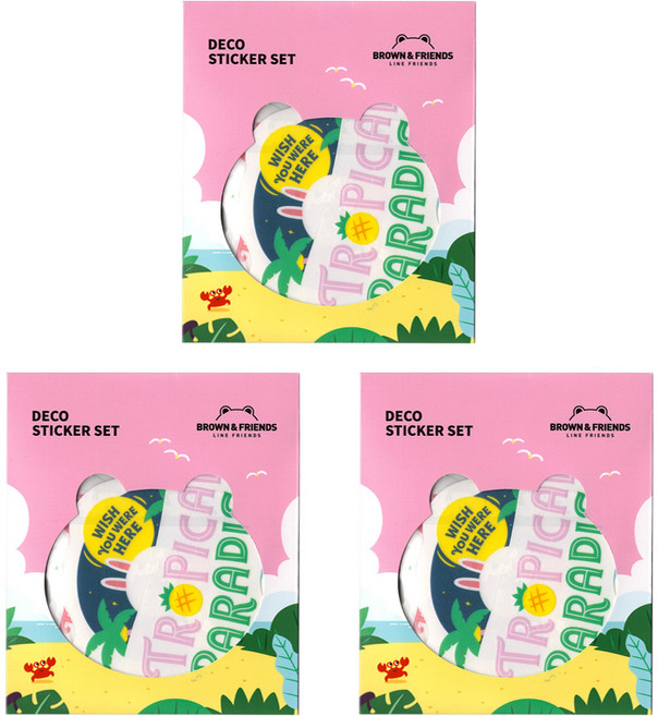라인프렌즈 B&F 데코스티커세트 2탄, 트로피컬, 3개