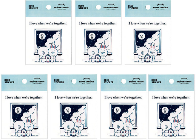 라인프렌즈 B&F 데코스티커 2탄, 투게더, 7개