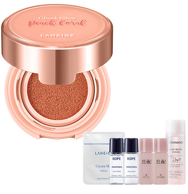 라네즈 치크 글로우 No.2 9g + 프리미엄 아마라한 6종 기초케어화장품, 혼합 색상, 1세트