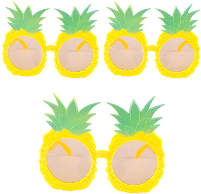 파티쇼 파인애플 안경, 혼합 색상, 3개