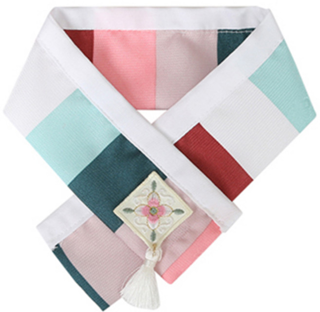 이츠독 반려동물 색동자수 한복 케이프, 민트, 1개