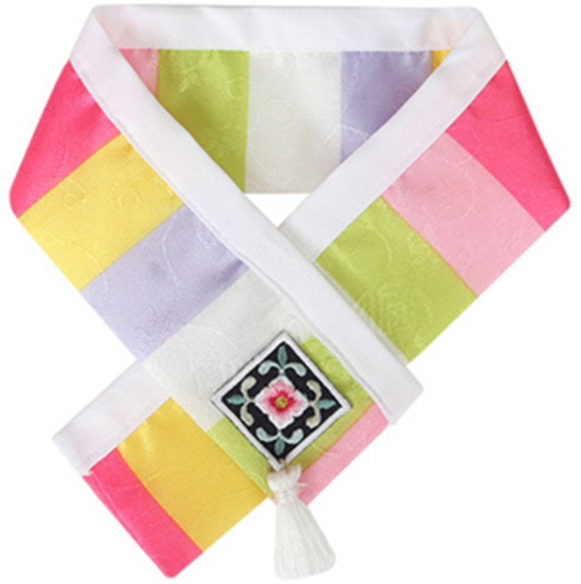 이츠독 반려동물 색동자수 한복 케이프, 핑크, 1개