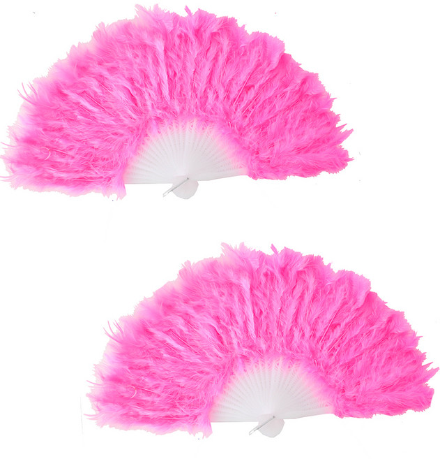 파티쇼 깃털 부채, 핑크, 2개