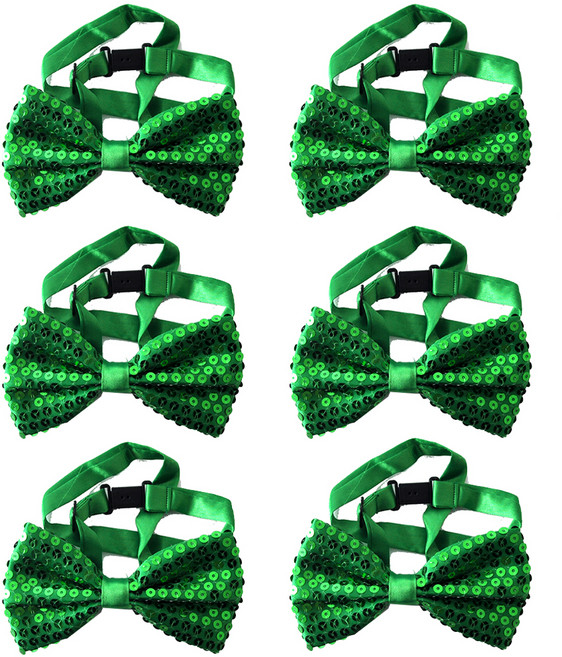 파티쇼 럭셔리 양면 나비 넥타이, 그린, 6개
