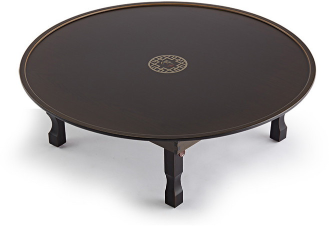 남원목기 창공 상감 원형 엔틱상 600 x 600 x 270 mm, 체리 + 갈색