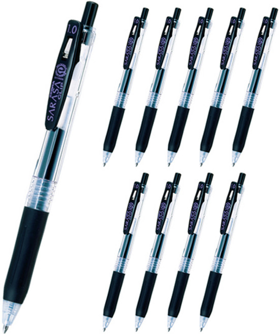 사라사 클립 볼펜 1.0mm, 블랙, 10개