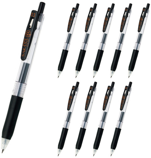사라사 클립 볼펜 0.3mm, 블랙, 10개
