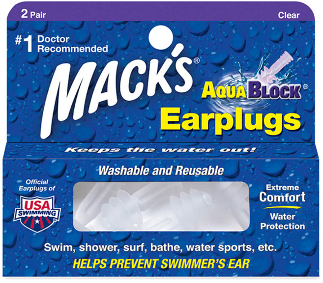 Macks 아쿠아블록 실리콘 수영 귀마개 투명색 4p, 1개, 2쌍