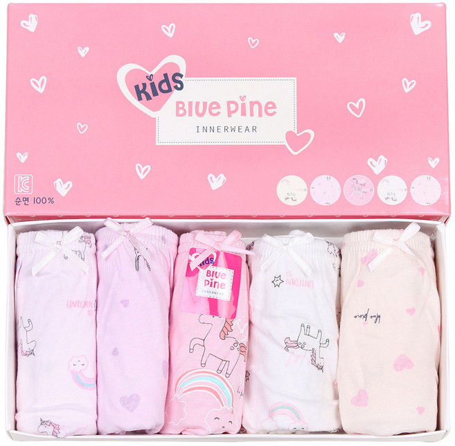 블루핀 여아용 유니콘 순면 삼각팬티 5매입 세트