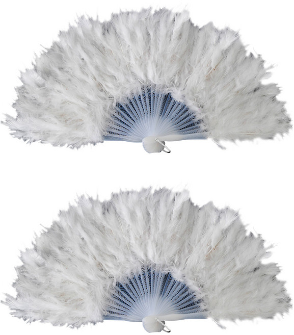 파티쇼 깃털 부채, 화이트, 2개