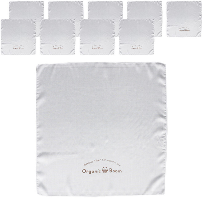 오가닉붐 프리미엄 밤부 대나무 빅사이즈 손수건 10p