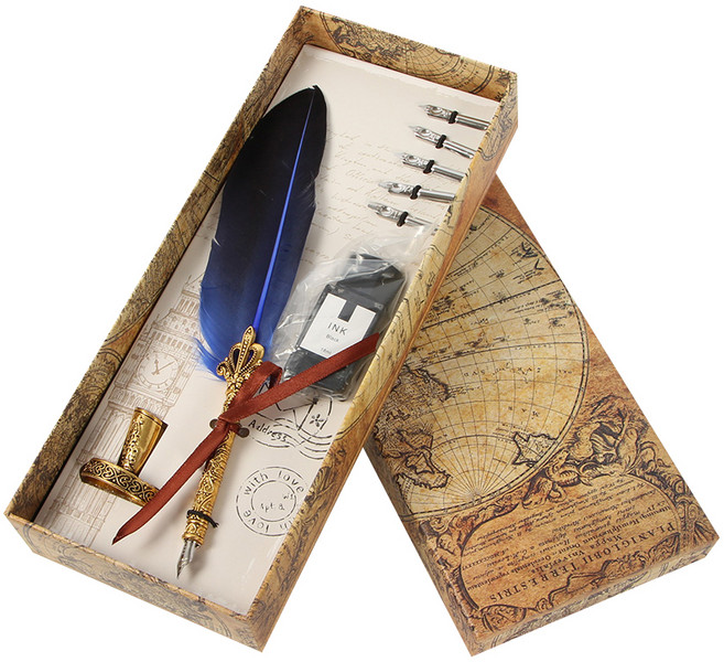 TREE 깃털 만년필 세트, 0.5mm, 네이비