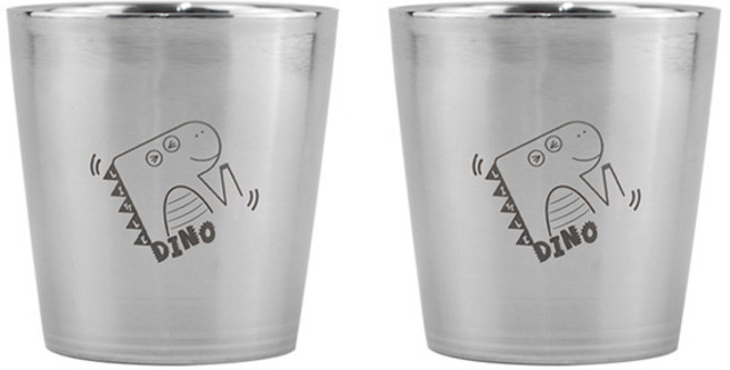 아이쥬 공룡 스텐 이중컵, 혼합색상, 2개