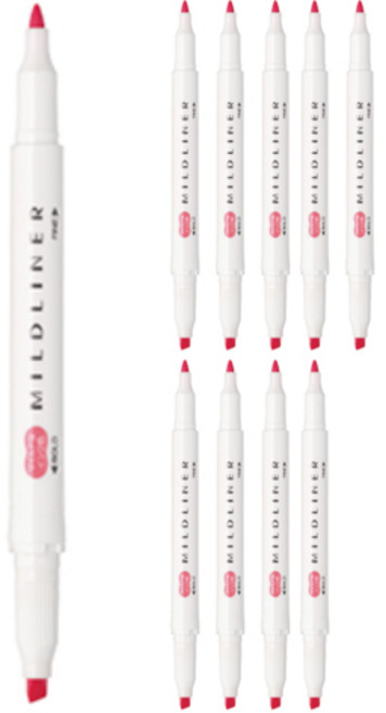 마일드라이너 형광펜, 코랄핑크, 10개