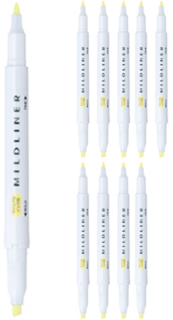 마일드라이너 형광펜, 옐로우, 10개