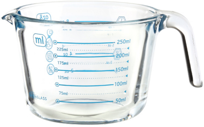 수퍼오븐글라스 유리 계량컵, 블루, 250ml, 1개