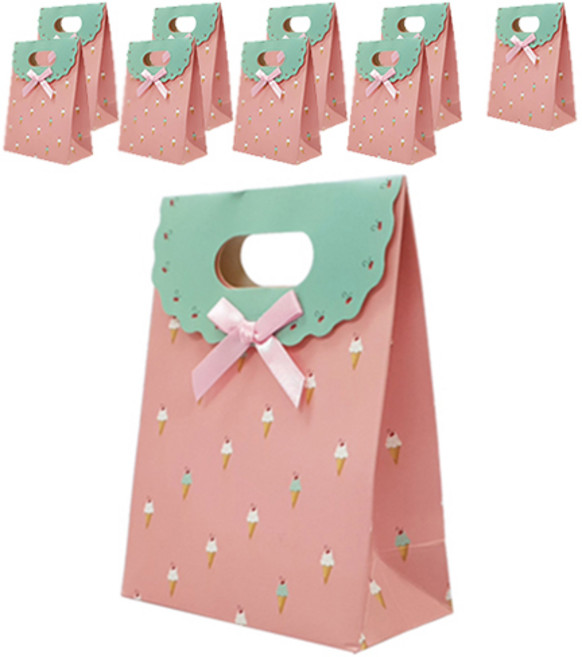 에이비엠코리아 손잡이종이 쇼핑백 아이스크림, 혼합색상, 10개