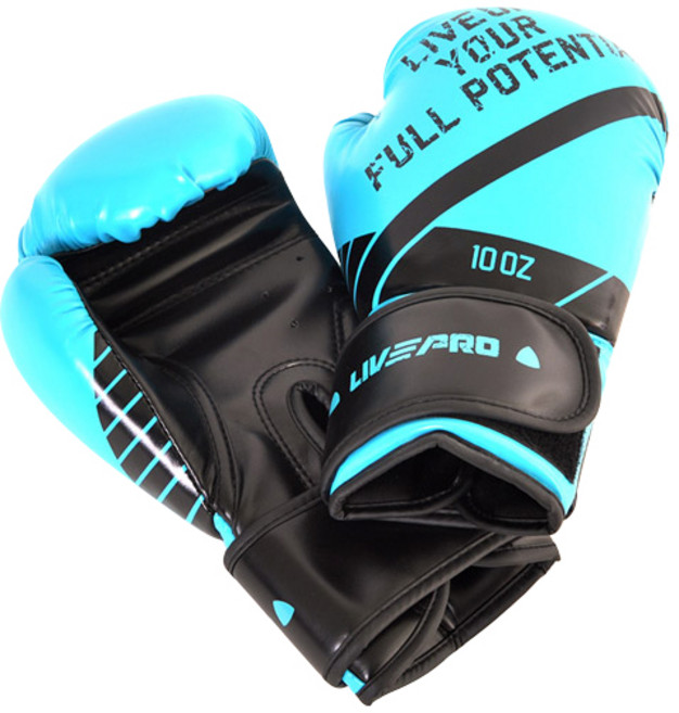 LIVEPRO 10盎司拳擊手套, 藍色, 1個