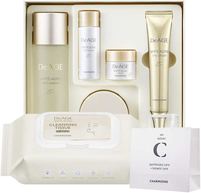 참존 디에이지 화이트에이징 3종 선물세트 + 클렌징티슈 인 워터 70매 + 쇼핑백, 1세트