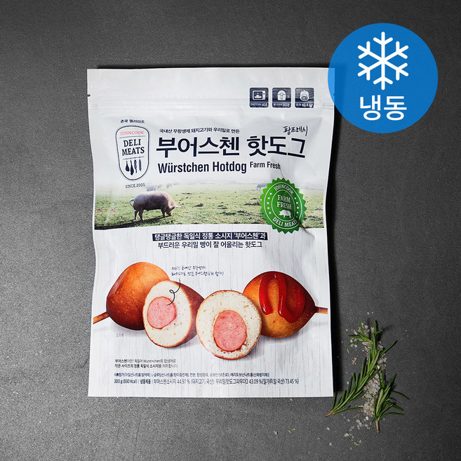 존쿡델리미트 팜프레시 부어스첸 핫도그 6개입 (냉동), 300g, 1개입, 1개
