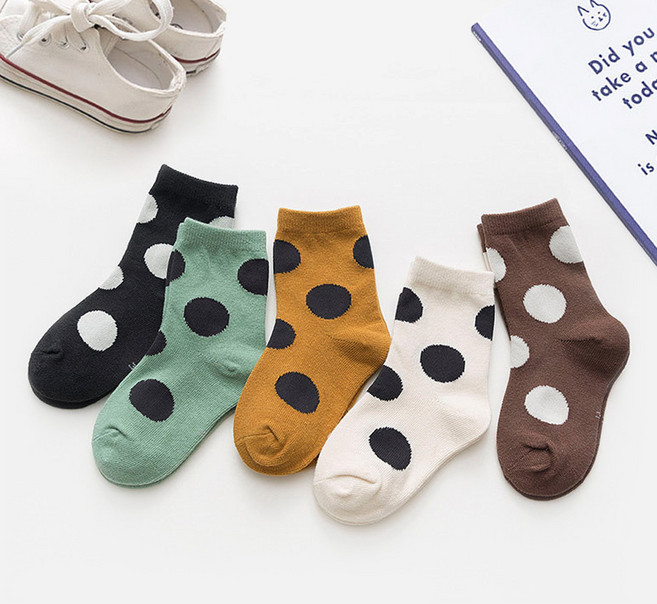 드레스하우스 비단길 아동용 우고 도트 양말 5켤레