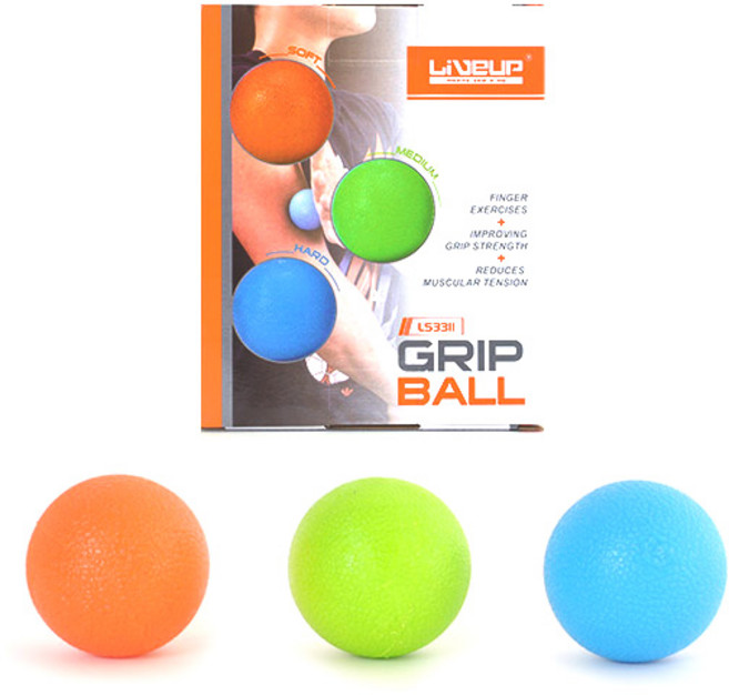 라이브업 그립 볼 3p, 주황 + 연두 + 파랑, 1세트