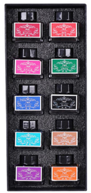 트리 만년필 잉크 10종 세트, 와인, 레드, 핑크, 그린, 블루, 블랙, 스카이, 브라운, 퍼플, 오렌지, 1세트