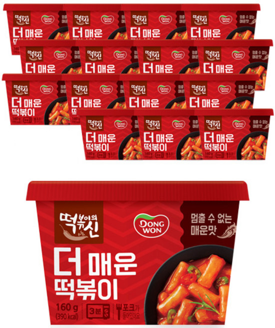 동원에프앤비 떡볶이의신 더매운 컵떡볶이, 160g, 16개