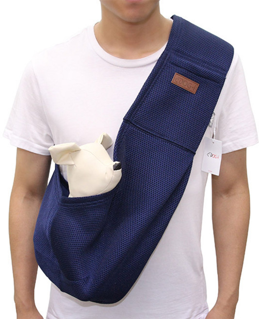 도그아이 포근 메쉬 강아지 슬링백, 네이비, 1개