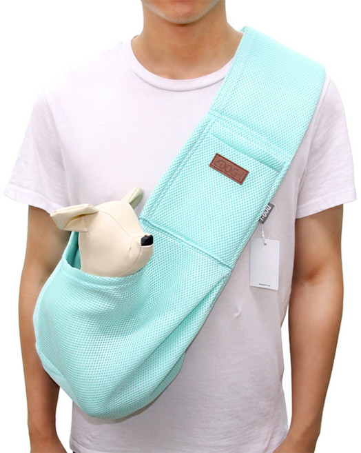 도그아이 강아지 포근 메쉬 슬링백, 민트, 1개