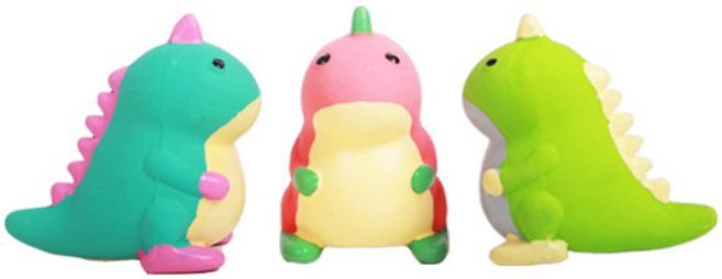 아기공룡 라텍스 삑삑이 강아지 장난감 3종 세트, 핑크 + 그린+ 민트, 1세트