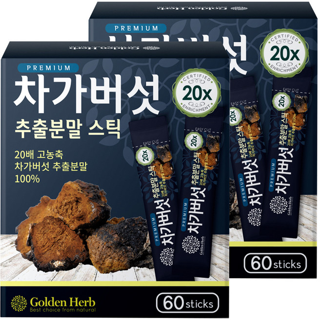 골든허브 프리미엄 차가버섯 추출분말 스틱, 60g, 2개