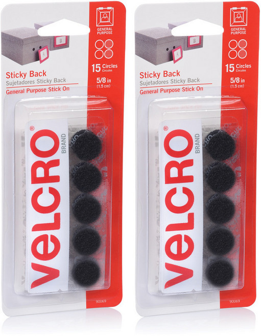 벨크로 테이프 일반 원형 블랙 15p