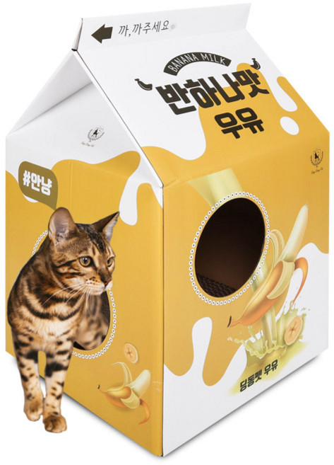 딩동펫 고양이스크래쳐 냥이우유하우스, 반하나맛, 1개