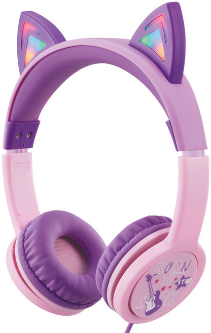 엑토 LED 조명 캣츠 키즈 유선헤드폰, 핑크, BKS-80