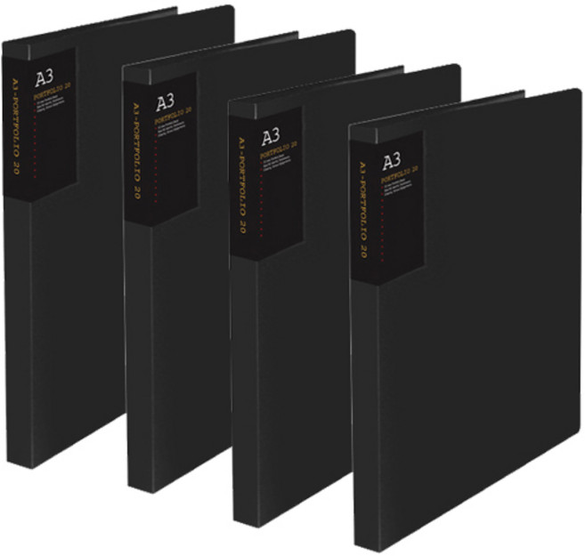 드림산업 클리어화일 20매 A3, 검정, 4개