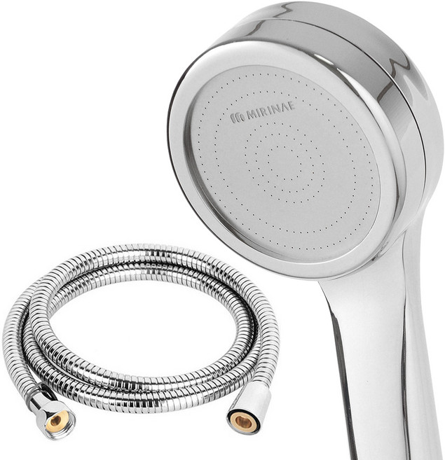 미리내 수압상승 샤워기 헤드 + 황동 스탠 줄 1.5m, 1세트, 크롬