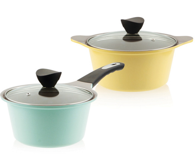 키친웰 벨로스세라믹코팅냄비 2종 세트, 혼합색상, 편수 냄비 18cm + 양수 20cm, 2개
