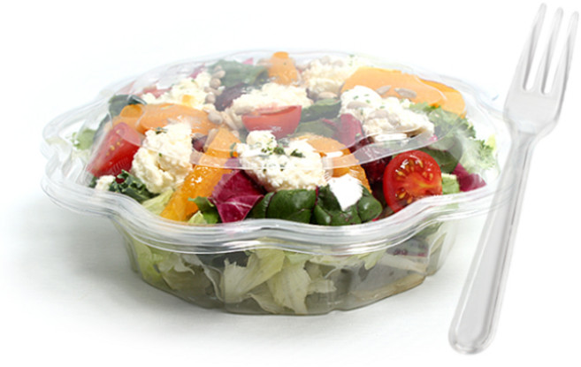 피크닉하우스 꽃샐러드용기 투명도시락 10p + 일회용포크 10p, 1세트