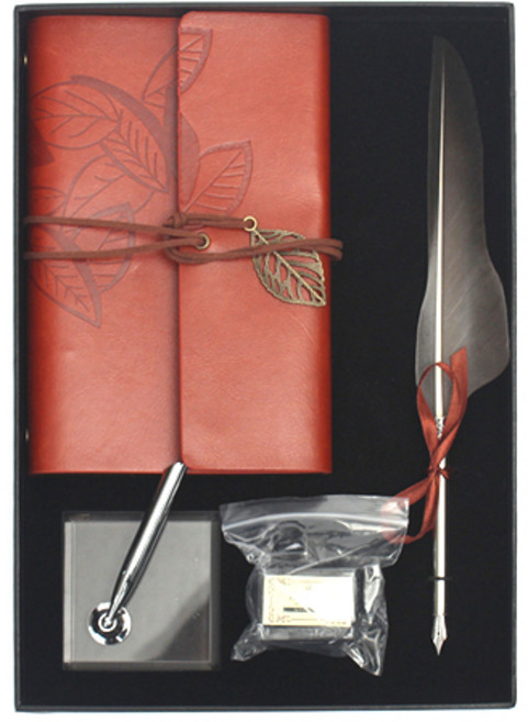 루아 퀼 깃털 만년필 다이어리 세트, 그레이