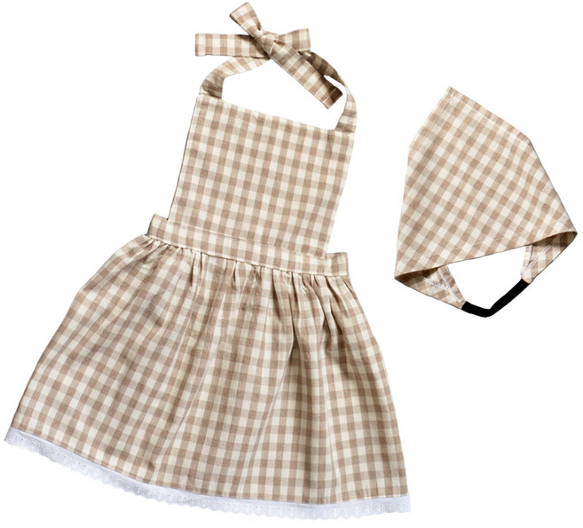 세맘스 여아용 프릴 앞치마 + 두건 세트