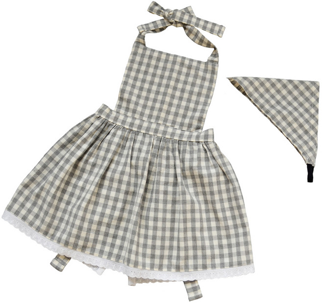 세맘스 여아용 프릴 앞치마 + 두건 세트