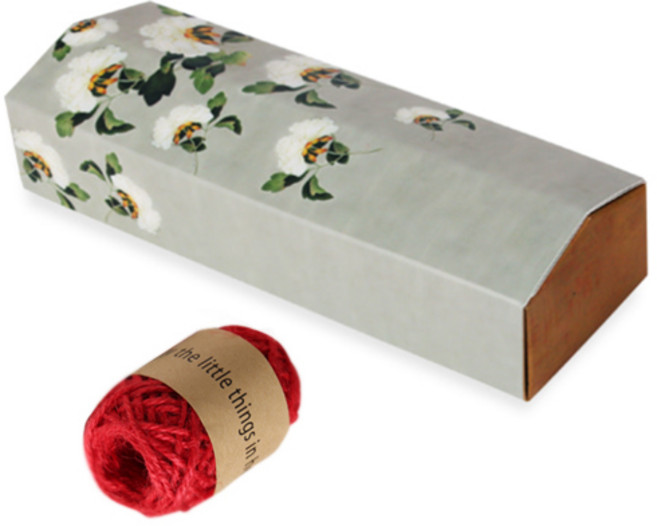 인디케이 전통민화 흰꽃 기다란 상자 15p + 레드마끈 10M, 혼합 색상, 1세트