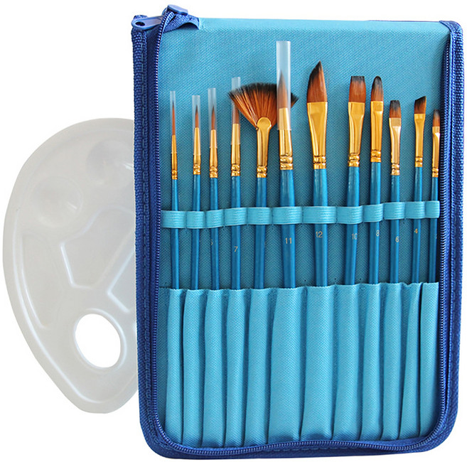 파티팡 페이스페인팅 전문가용 브러쉬 + 가방 + 팔레트 13종세트 블루