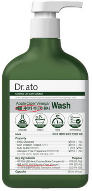 닥터아토 애플 사이다 비니거 워시, 267ml, 1개